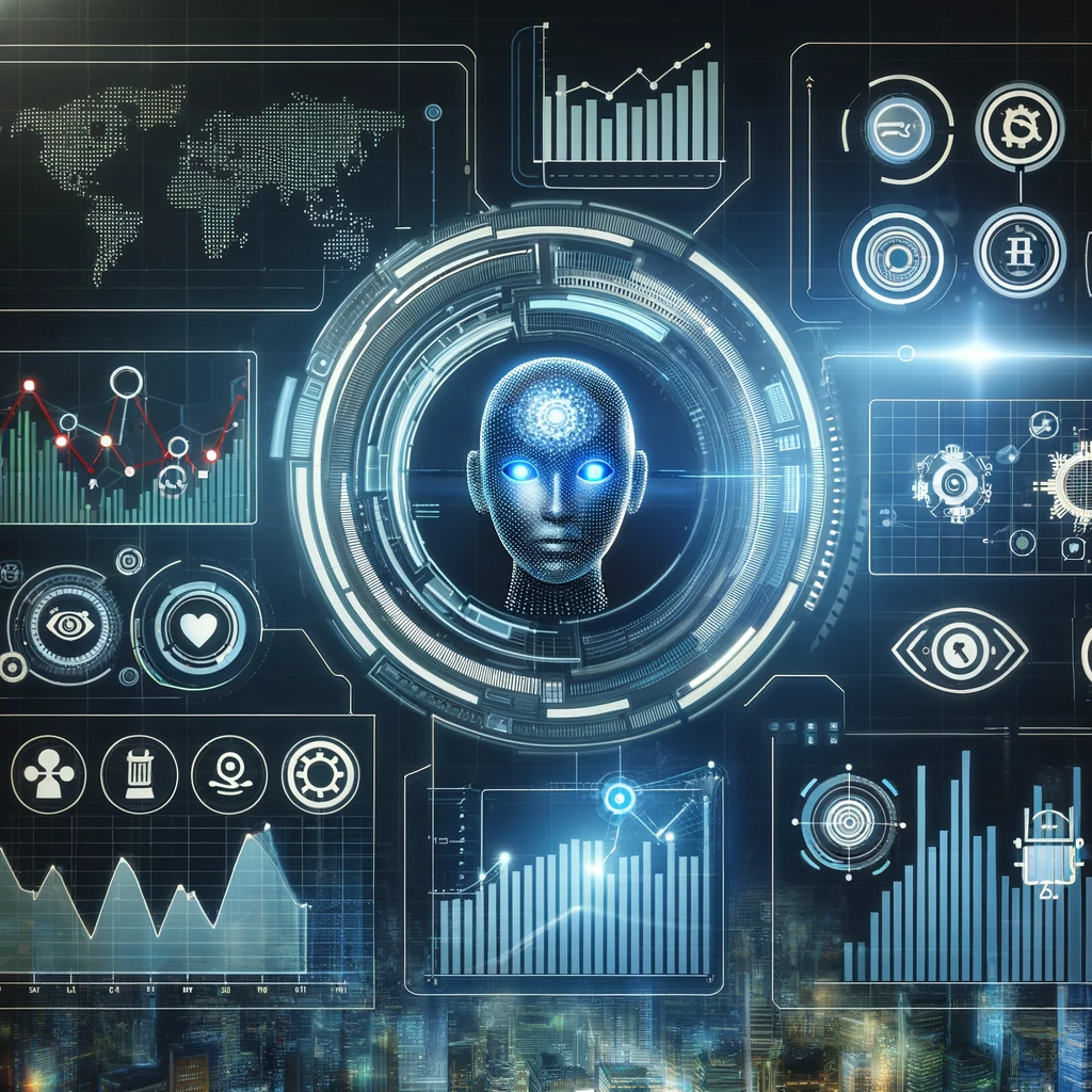 DALL·E 2024-01-05 18.36.25 - Digital interface with AI elements and financial charts, representing AI integration in fintech solutions