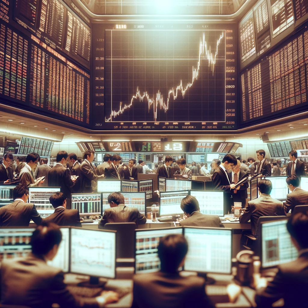 DALL·E 2024-01-05 19.48.29 - A bustling stock exchange floor scene from the early 2000s, capturing the intensity and fast-paced nature of trading. The image should show traders en